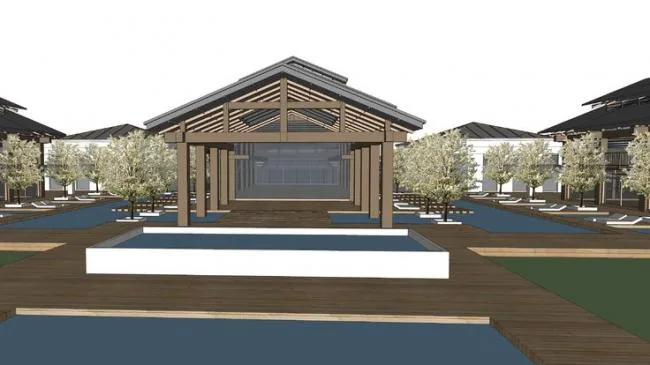 Sketchup Hotel Model | Multi story Antique Hot Spring Club Hotel, New Chinese Style