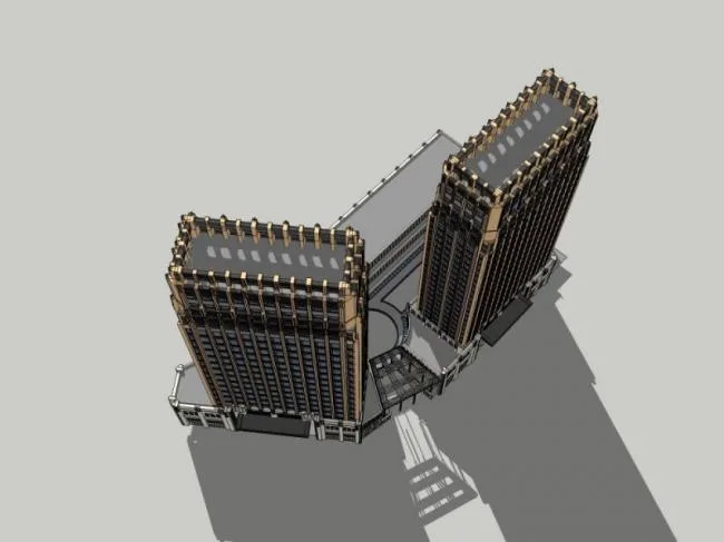 Sketchup Complex Model | Multi story Commercial Complex, Residential, Classical Style