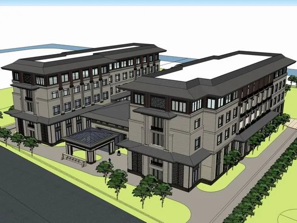 Sketchup Hotel Model | Multi story Hotel, Modern Chinese Style