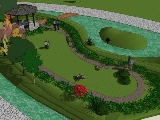 Sketchup Landscape Model | Community Landscape, Residential Landscape, Modern Style