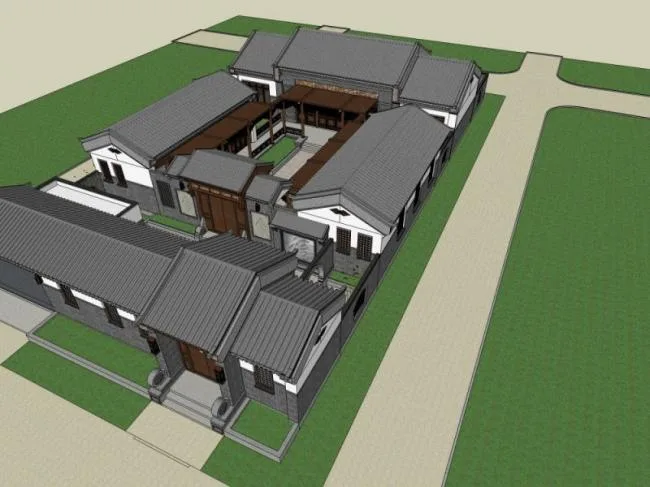Sketchup Residential Model | Courtyard, Chinese Style