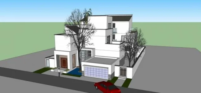 Sketchup Villa Model | Solo Villa, Modern Chinese Style