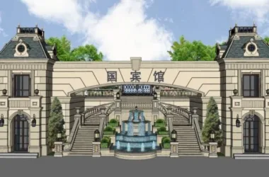 SketchUp Landscape Design | Classical-Style Commercial Entrance-BIM WORLD