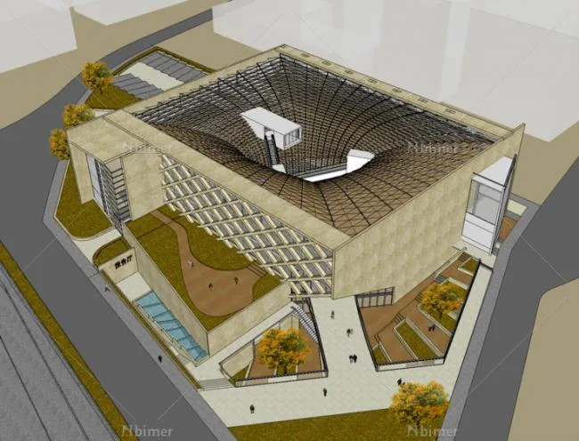 Sketchup Cultural Model | Library, Cultural Architecture, Modern Style