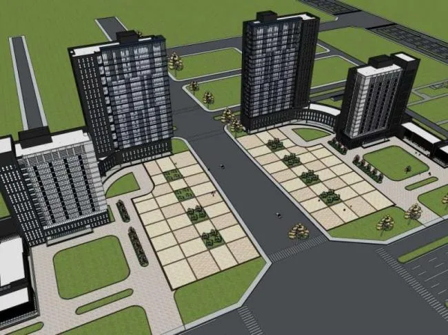Sketchup Office Model | High rise Electronic and Electrical Industry Park Research Building, Office Building, Modern Style