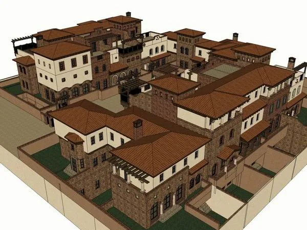 Sketchup Villa Model | Spanish Courtyard, Villa, Classical Style