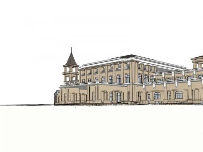 Sketchup Business Model | Low rise clubhouse, European classical style