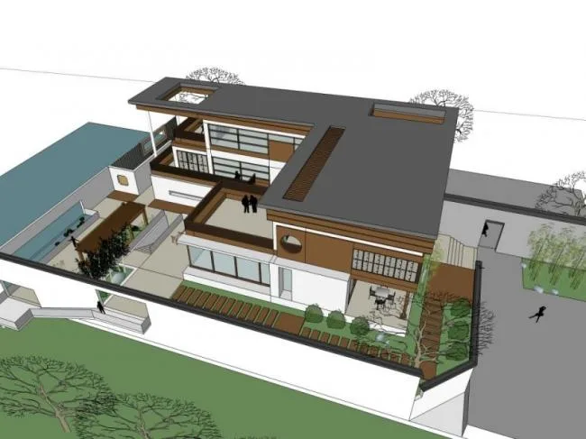 Sketchup Villa Model | Solo Villa, Modern Chinese Style