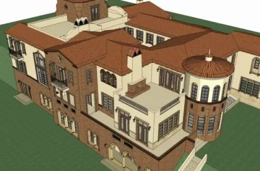 Spanish Rectangular Villa in Classical Style | SketchUp Model-BIM WORLD