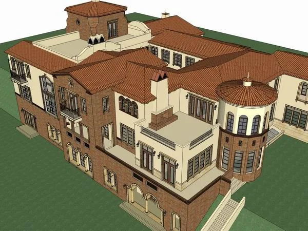 Spanish Rectangular Villa in Classical Style | SketchUp Model
