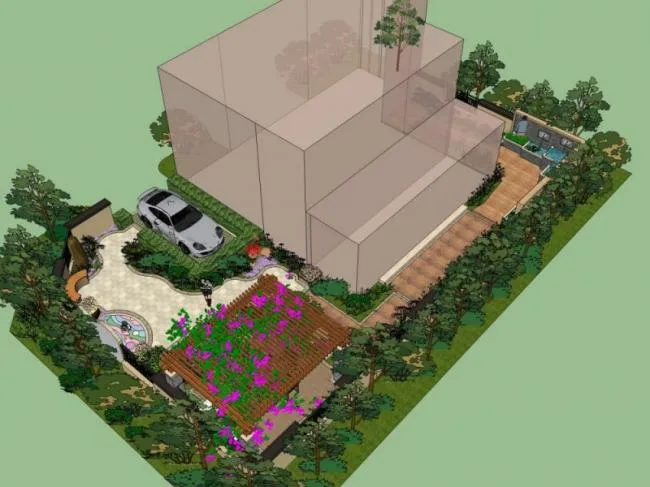 Classical Villa Landscape Design Using SketchUp