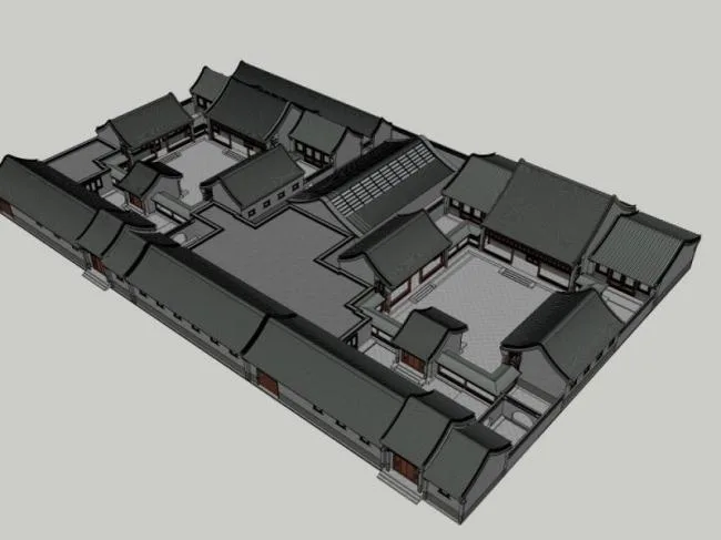 Sketchup Residential Model | Courtyard, Chinese Style