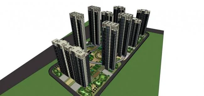 Sketchup Residential Model | High rise residential complex, modern style, residential building
