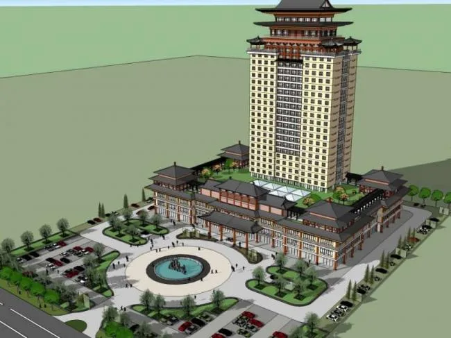 Sketchup Hotel Model | High rise Hotel, Chinese Style