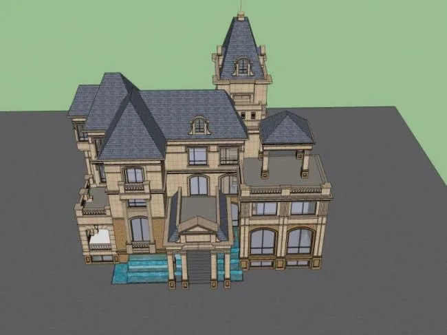 Sketchup Villa Model | French style detached villa, classical style