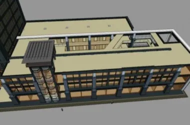 Modern High-Rise Office Building with Ground Floor Retail – SketchUp Model-BIM WORLD