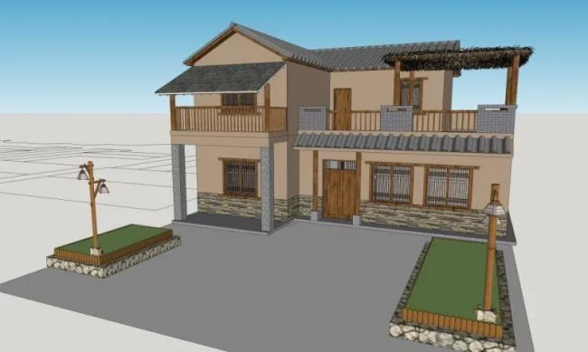 Sketchup Villa Model | Solo Villa, Chinese Style