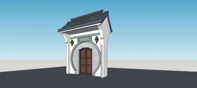 Sketchup Material Model | Courtyard Gate, Material Components, Chinese Style