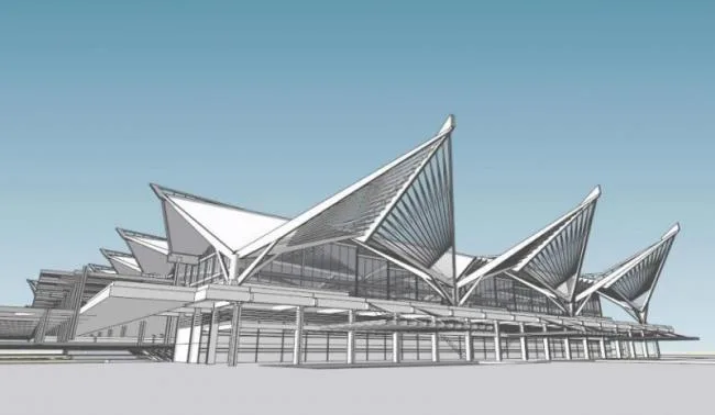 Sketchup Station Road and Bridge | Hangzhou East Railway Station, low rise, modern style