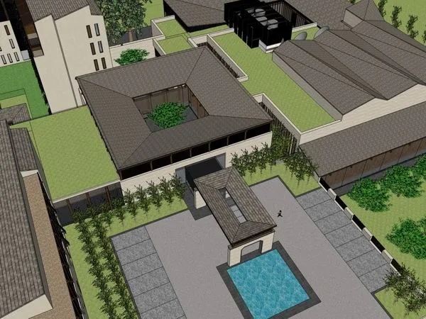 Sketchup Hotel Model | Multi story Hotel, Modern Chinese Style