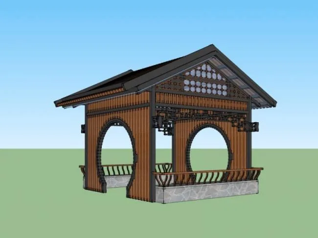 Sketchup Sketch Model | Wooden Pavilion, Chinese Style, Sketch