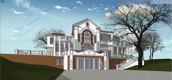 Sketchup Villa Model | Solo Mountain Villa, Classical Style