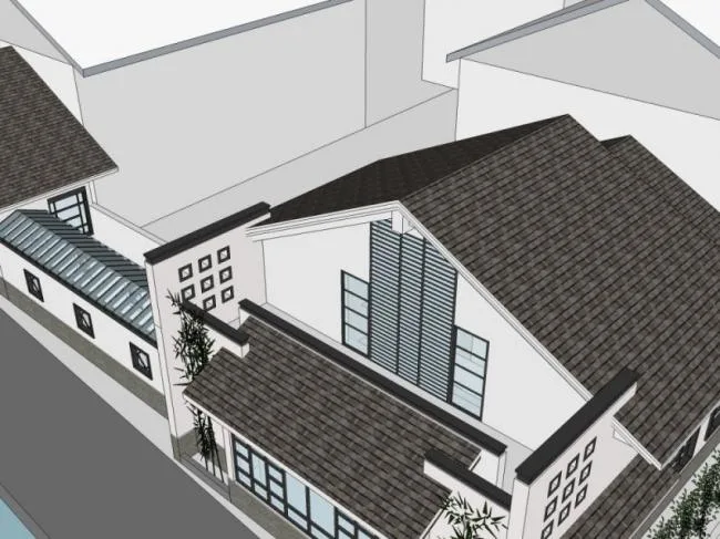 Sketchup Business Model | Multi story Clubhouse, Oriental Neoclassical Style