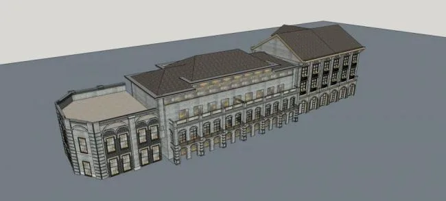 Sketchup Business Model | Multi-story Commercial Street, Republic of China Style