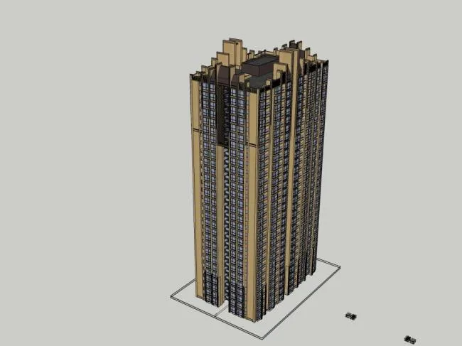 Sketchup Residential Model | High rise residential building, classical style, 29 floors