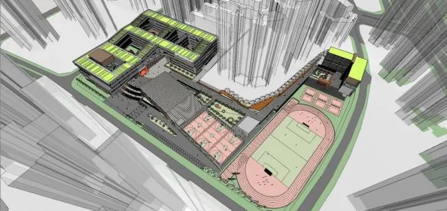 Sketchup School Model | Multi story Elementary School Campus, Educational Architecture, Modern Style