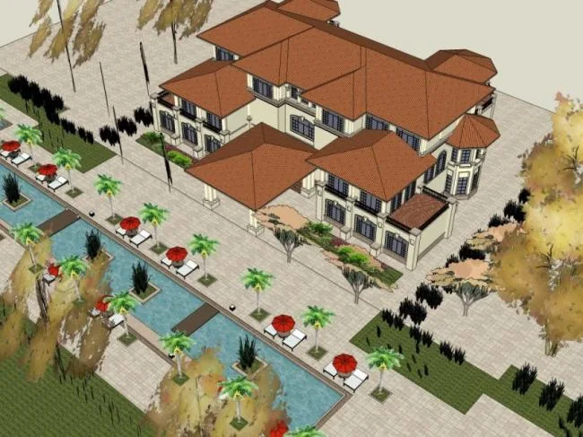 Sketchup Landscape Model | Villa Landscape, Classical Style