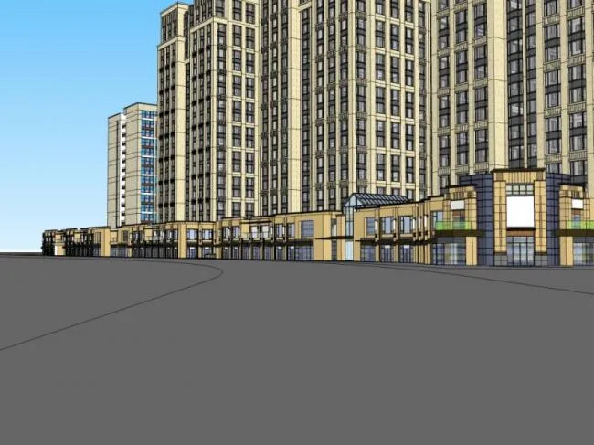 SketchUp Complex Model | Multi-story Commercial and Residential Complex, Residential, Ground Floor Commercial, Classical Style