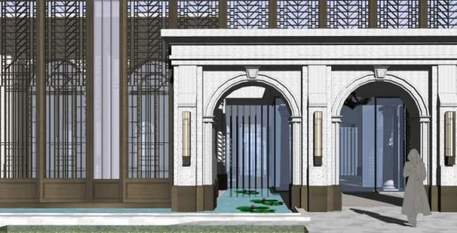 Sketchup Business Model | Multi story Sales Office, Classical Style