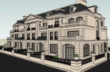 SketchUp Residential Model: Multi-Story Classical Style Clubhouse-BIM WORLD