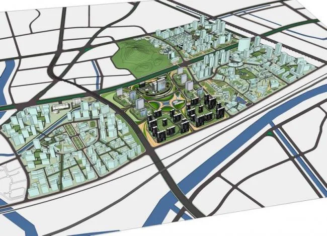 Sketchup Planning Model | Multi story High rise Mixed City Planning, Modern Style