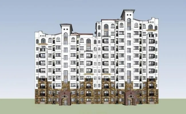 Sketchup Residential Model | High rise Residential Complex, Mediterranean Style, Spanish, Classical Style
