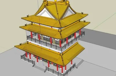 Multi-Story Qing Dynasty Scripture Pavilion Model | Traditional Chinese Ancient Architecture in SketchUp-BIM WORLD