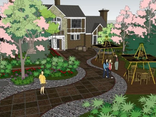 Sketchup Landscape Model | Villa Landscape, Modern Style