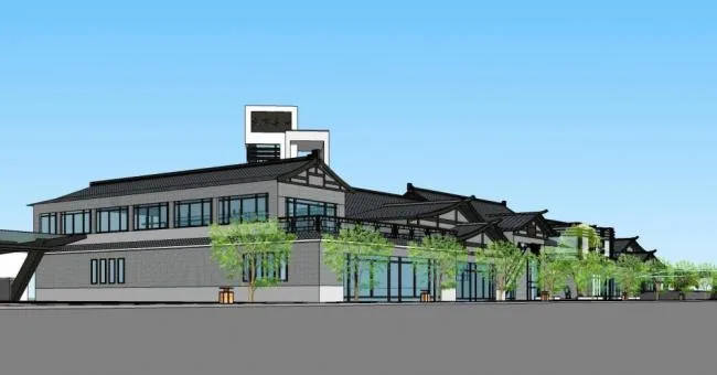 Sketchup Business Model | Multi story Commercial Street, Shopping Mall, Chinese Style