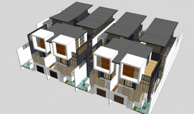 Sketchup Villa Model | Multi row Villa, Modern Style
