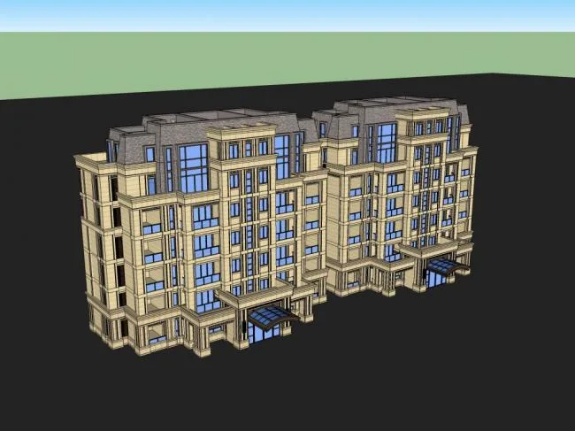 Sketchup Residential Model | Multi story Apartment Residence, Classical Style