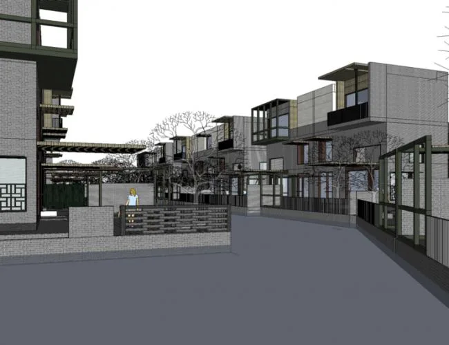 Sketchup Villa Model | Row Villa, Shenzhen Vanke Fifth Park, New Chinese Style, Huizhou Architecture