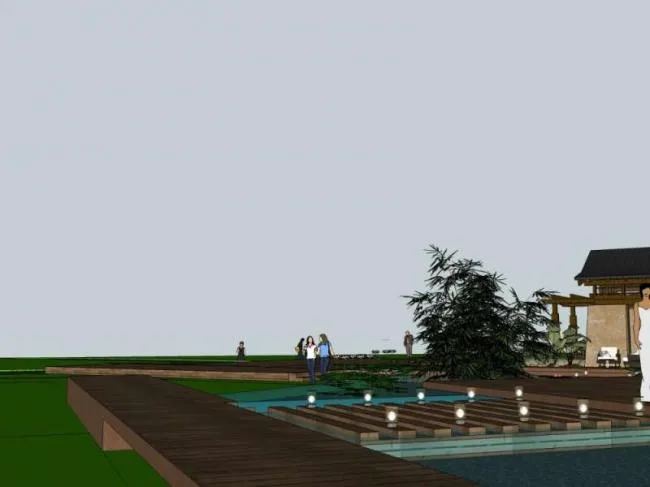 Sketchup Hotel Model | Hotel Courtyard, Chinese Style