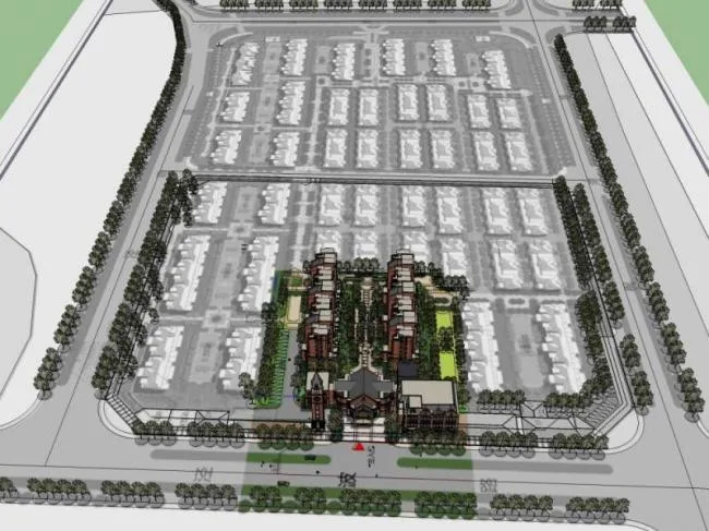 Sketchup Residential Model | Multi story residential community, garden villa, classical style