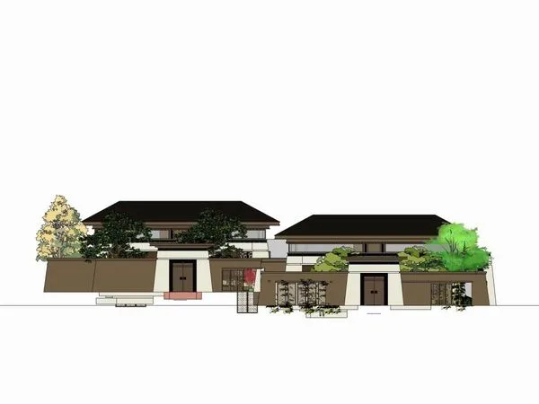 Sketchup Villa Model | Stacked Villa Courtyard, Classical Style