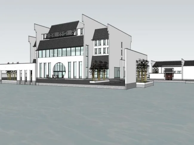SketchUp Business Model: Multi-Story Club with Modern Chinese Design