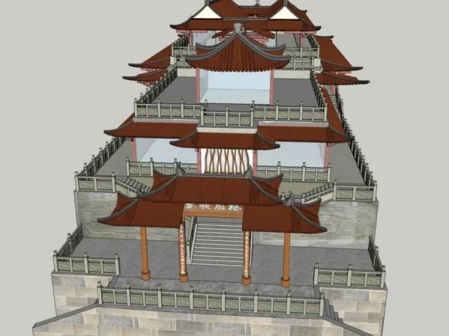 Sketchup Ancient Architecture Model | Multi story Covered Bridge, Chinese Style, Ancient Architecture