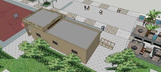 Sketchup Sketch Model | Public Toilet, Single Story, Modern Style