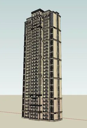Sketchup Residential Model | Super Tall Residential, Classical Style