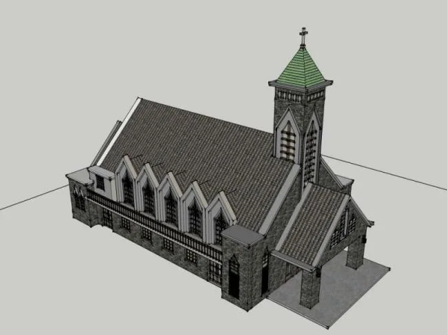 Sketchup Cultural Model | Multi story Church, Cultural Architecture, Classical Style